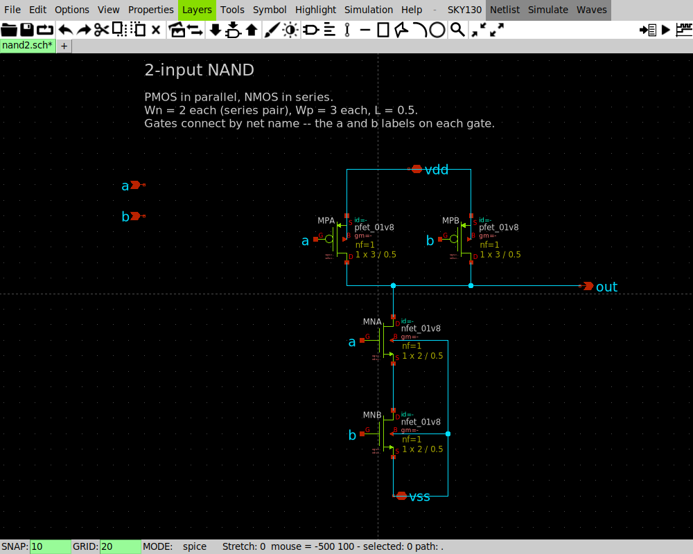 NAND2 schematic
